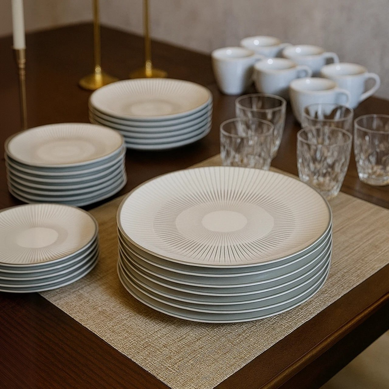 Aparelho De Jantar Tramontina Griz Porcelana Decorada 20 Peças