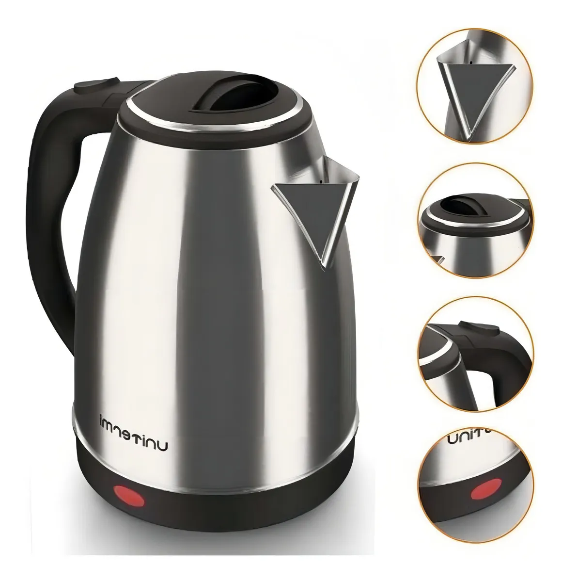 Chaleira Elétrica Portátil 1.8 Litros Aço Inox 110v Ou 220v Para Café Chá Linha Premium -