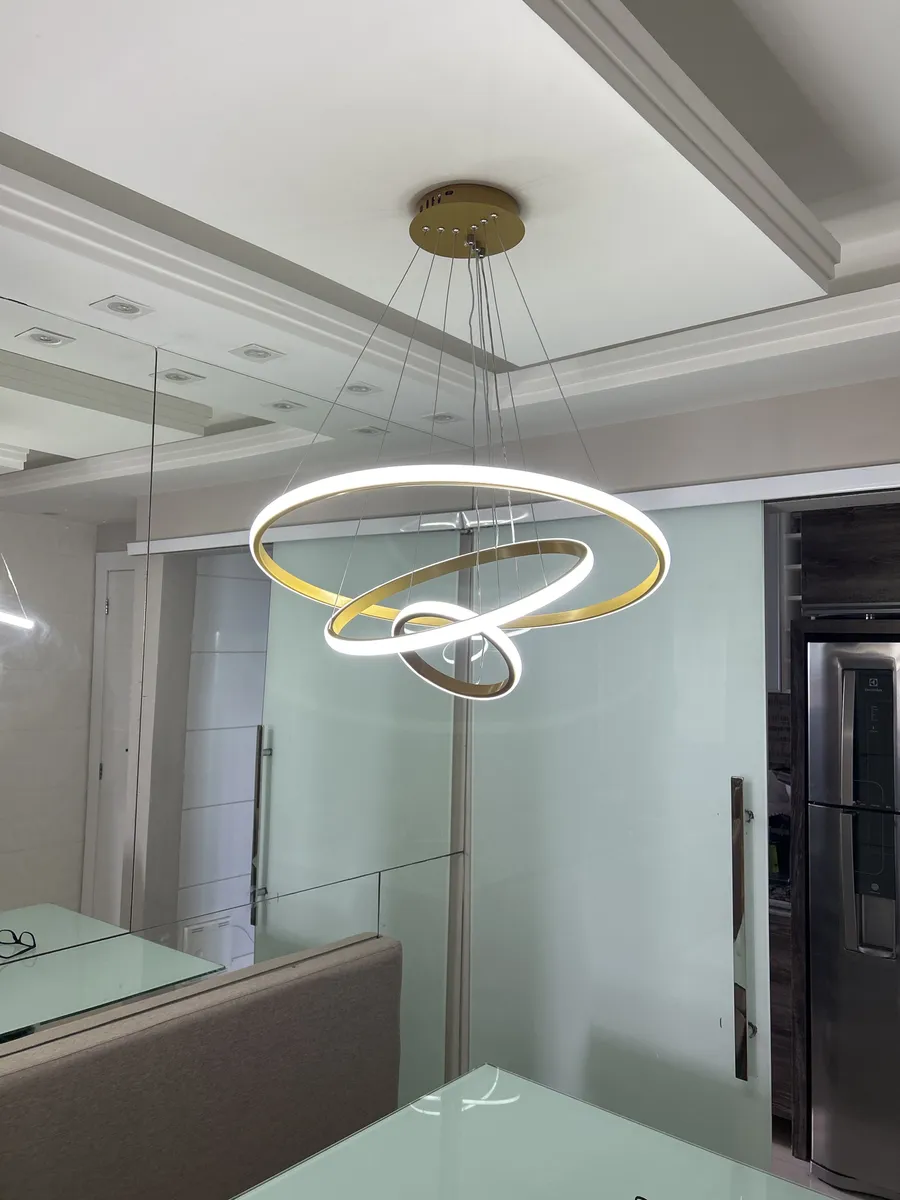 Lustre Teto Led Pendente Moderno 60w,3 Arcos Luminária Sala