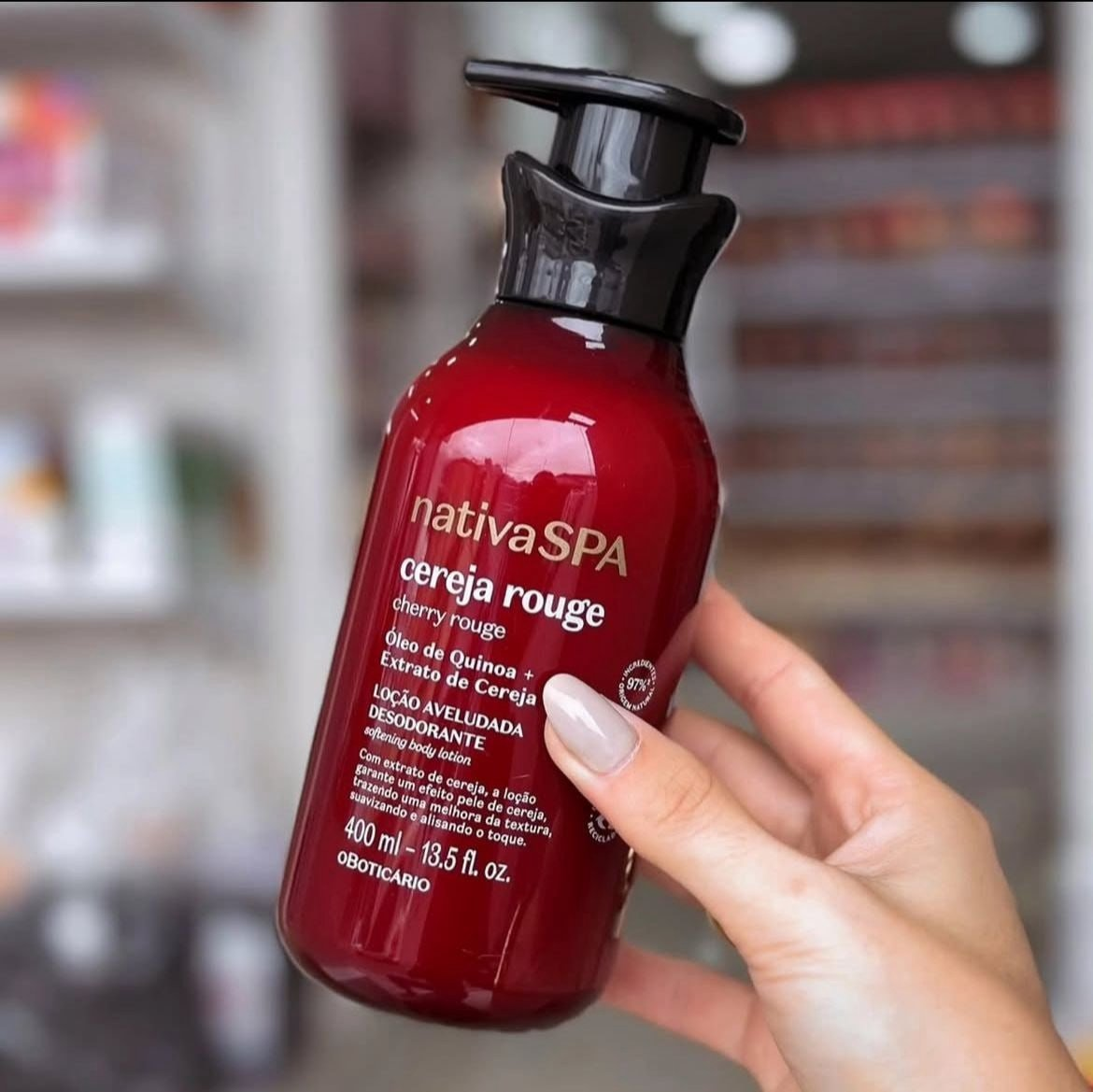 O Boticário Nativa Spa Loção Aveludada Cereja Rouge 400ml
