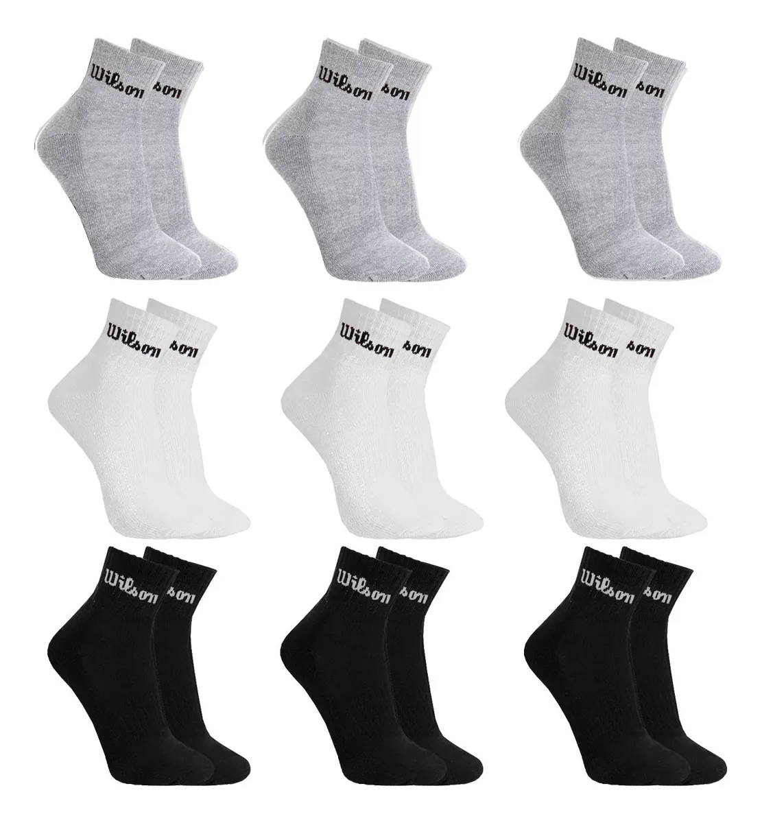 Kit 9 Pares Meias Wilson Cano Médio Masculino Adulto