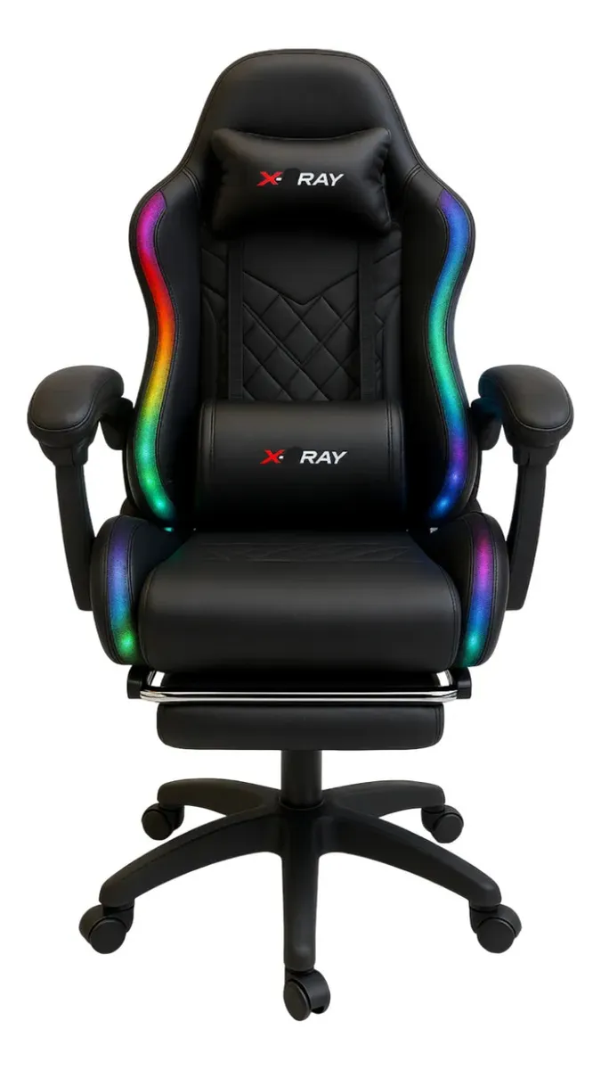 Cadeira Gamer E Escritório X-ray Fit com Led Rgb Ergonômica Cor Preta