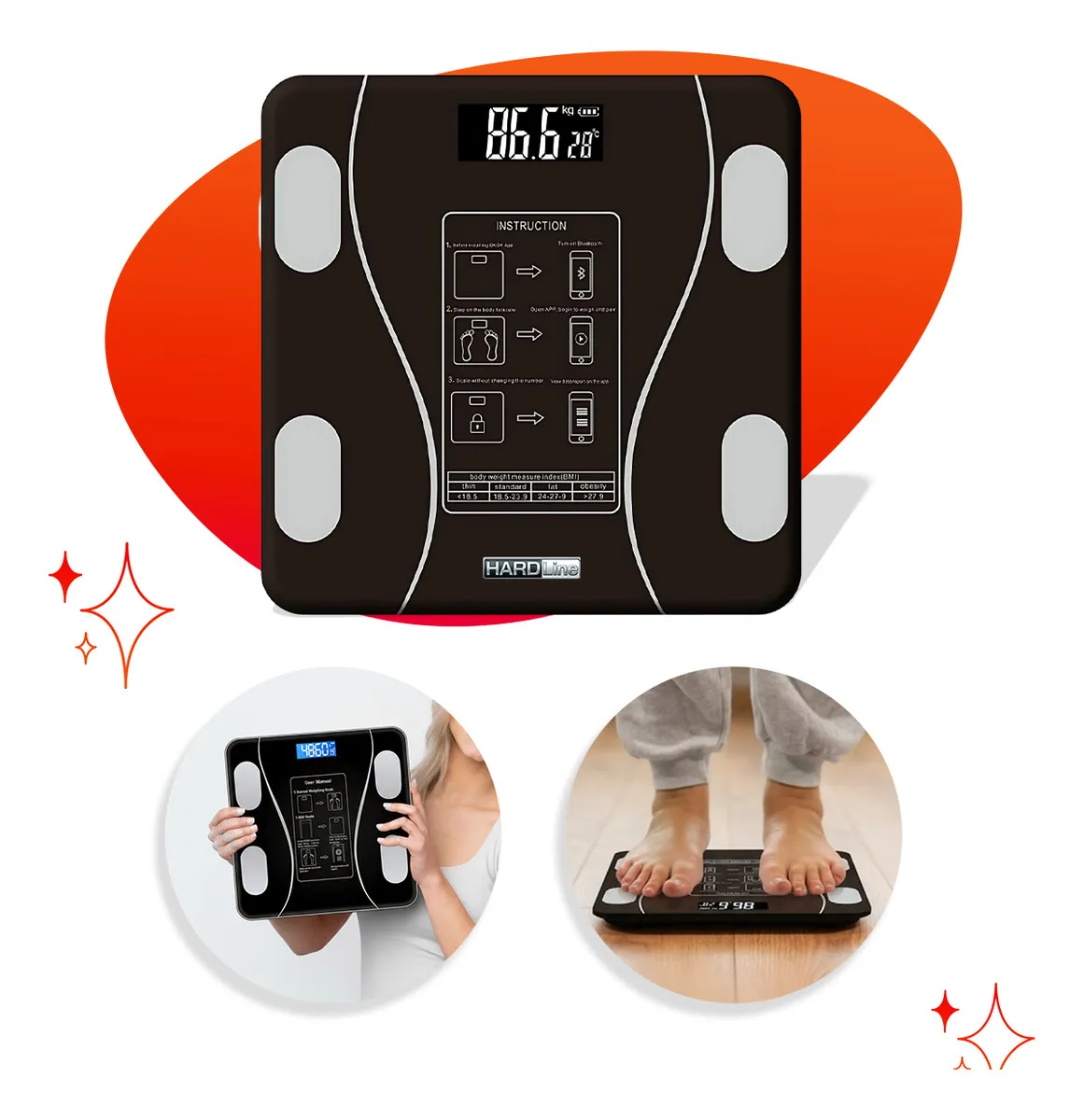 Balança Digital Bioimpedância Bluetooth Inteligente Corporal Alta Precisão Com App Grátis Android