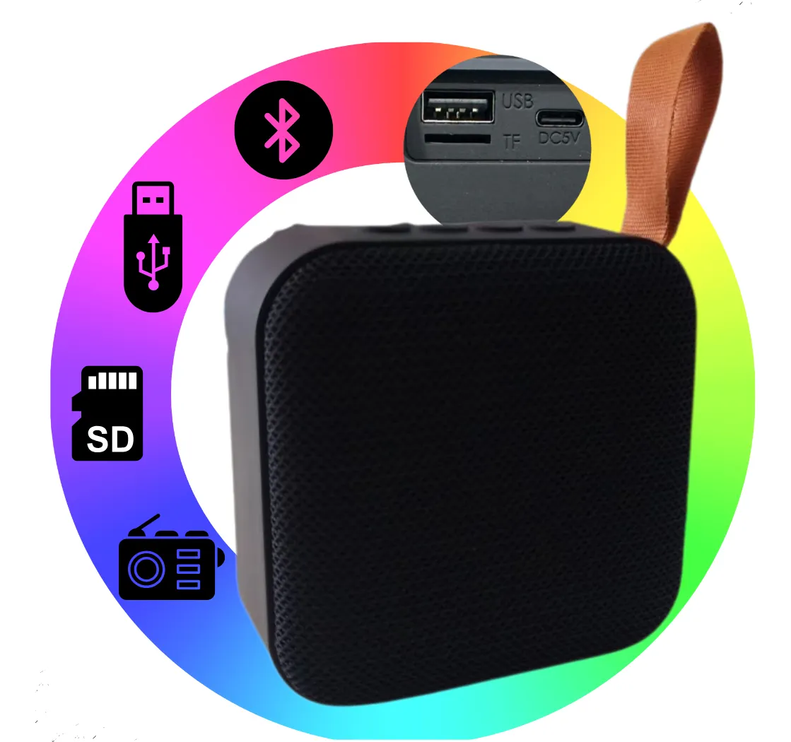 Caixinha De Som Bluetooth Portátil Recarregável Alta Potência Grave Forte Bateria Longa Duração Usb Cartão Sd Caixinha Ideal Festas Praia Haixia