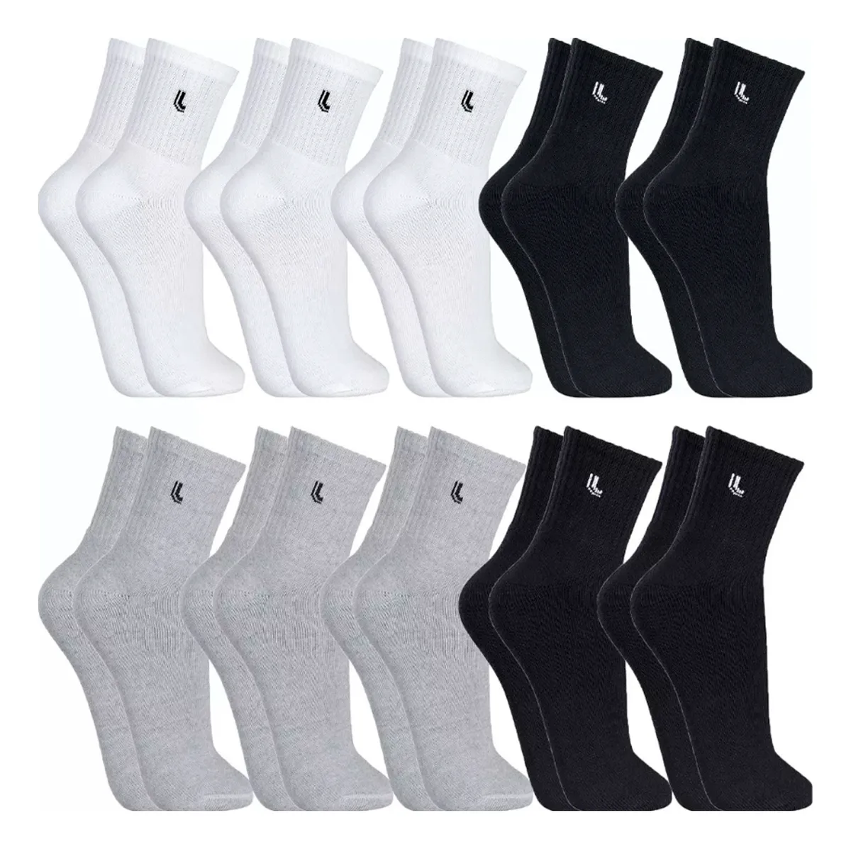 Kit 10 Pares Meias Lupo Cano Médio Alto Masculina Original