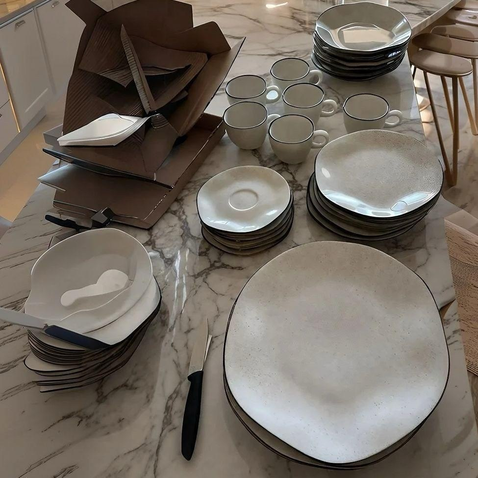 Aparelho De Jantar 30 Peças Ryo Maresia Oxford Porcelana Branco