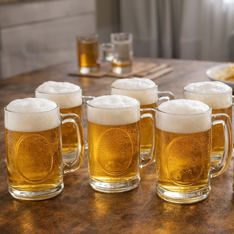 Conjunto Com 6 Canecas De Chopp, Cerveja Bebida Vidro 350 Ml Branco Nenhum