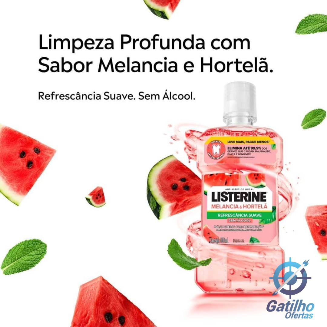 Listerine Enxaguante Bucal Melancia & Hortelã Sem Álcool, 1L