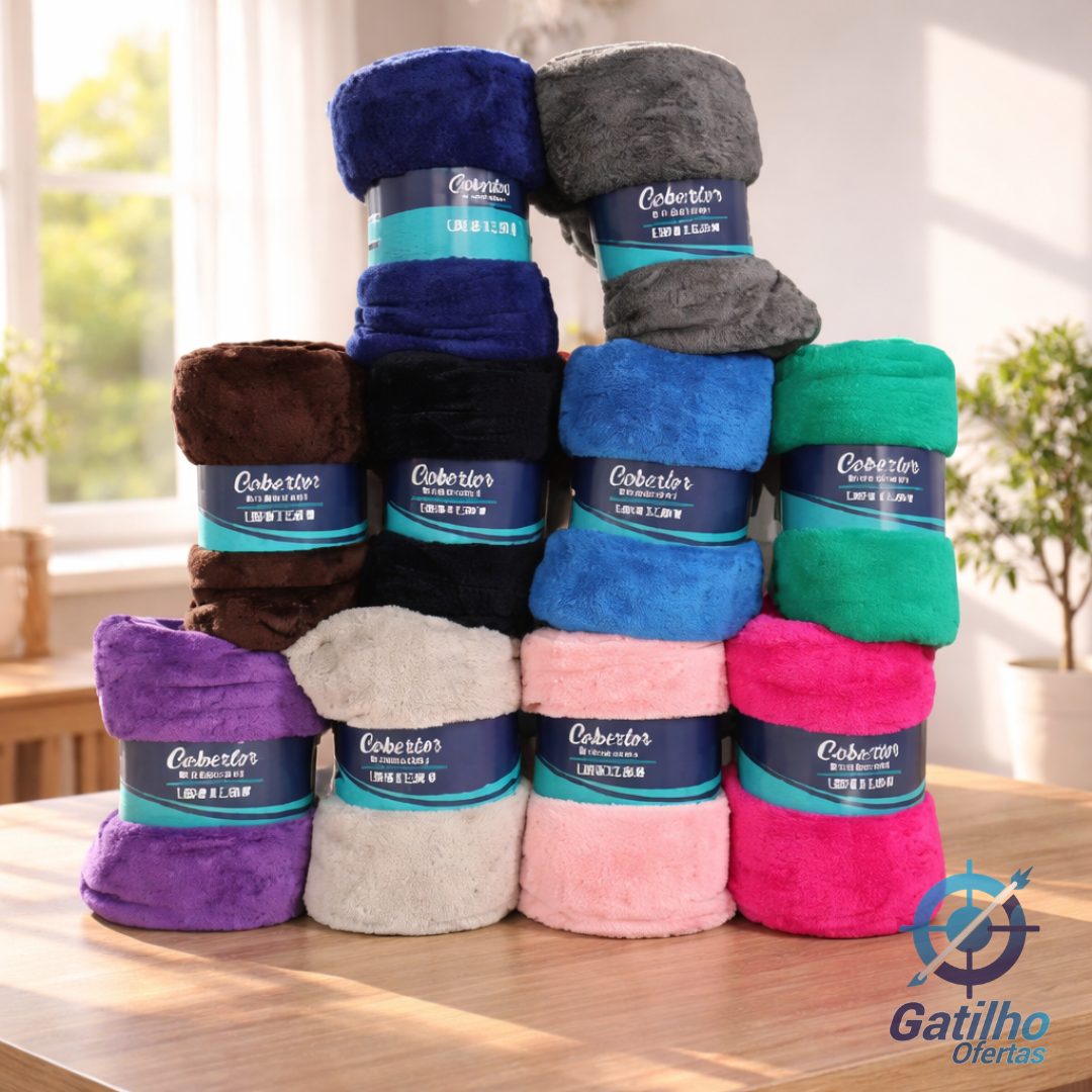 Kit 2 Cobertor Mantinha Microfibra Casal Manta Macia Diversas Cores Lisa Sortida
