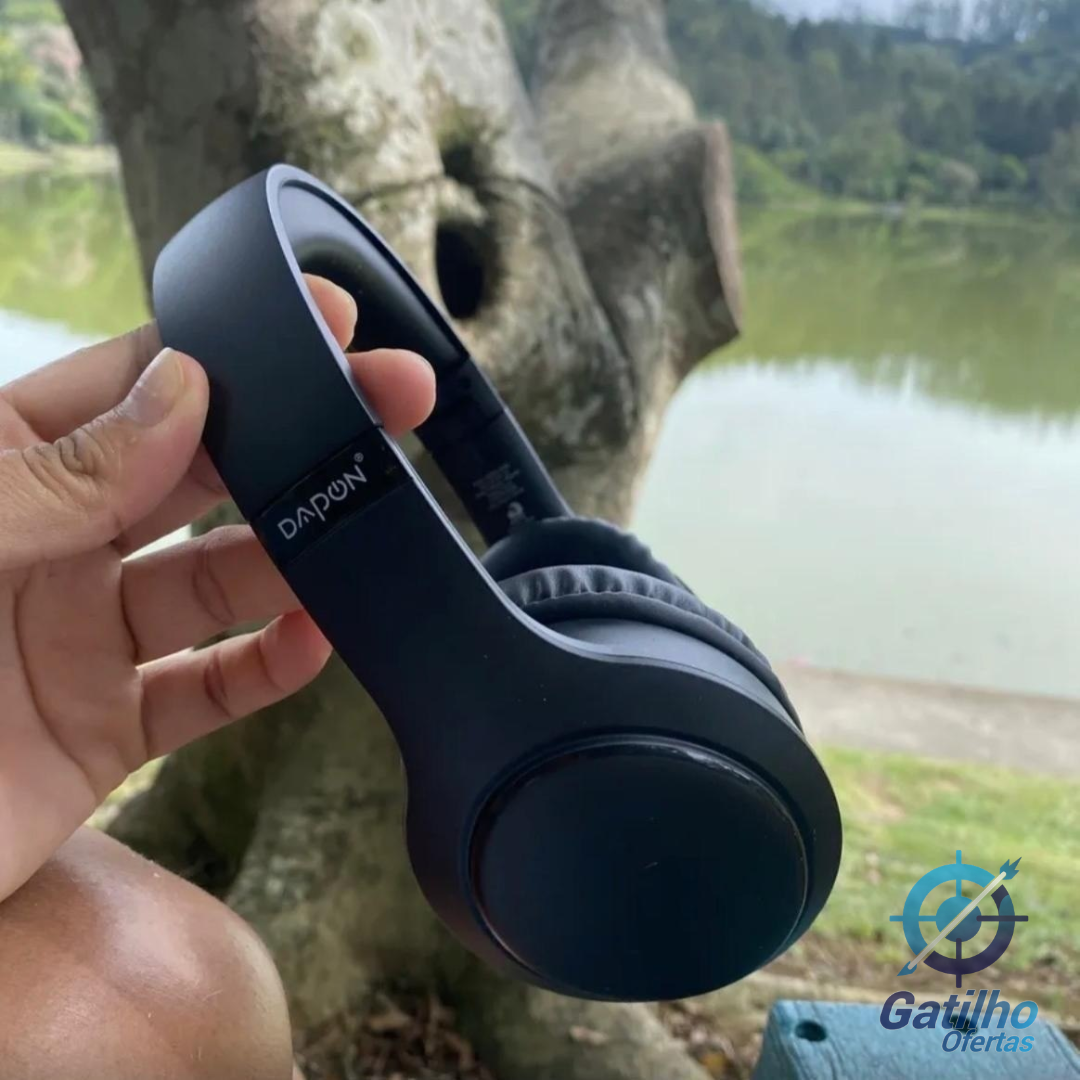Fone De Ouvido Headphone Dapon H02d Bluetooth 5.1 Over-ear 22 Horas De Bateria Cor Preto
