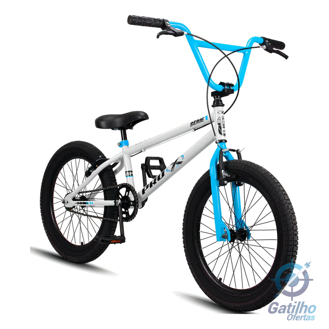 Bicicleta Aro 20 Bmx Pro-x Série 1 Freios V-brake Aros Aero Cor Branco E Azul Tamanho Do Quadro Único