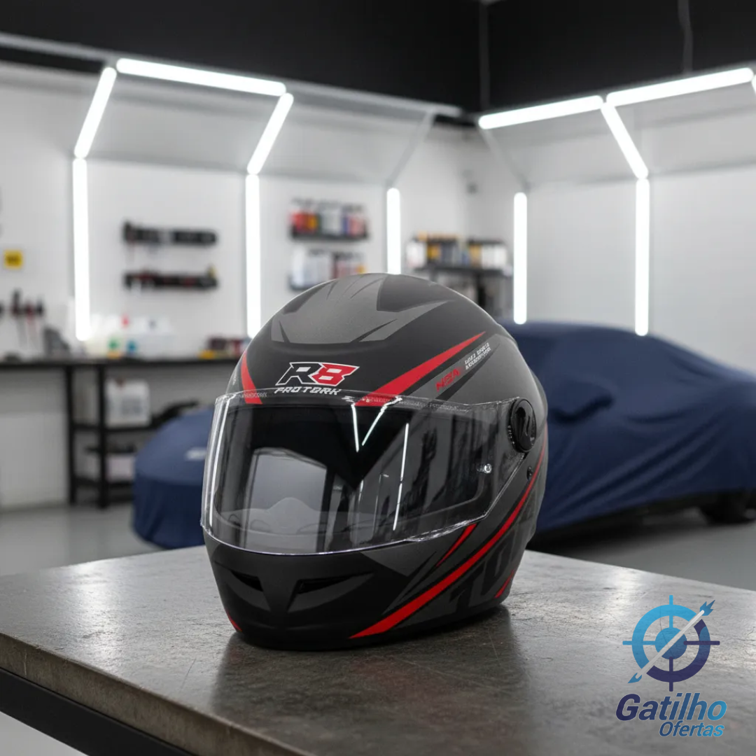 Capacete Fechado Urbano R8 Viseira Cristal Com Narigueira