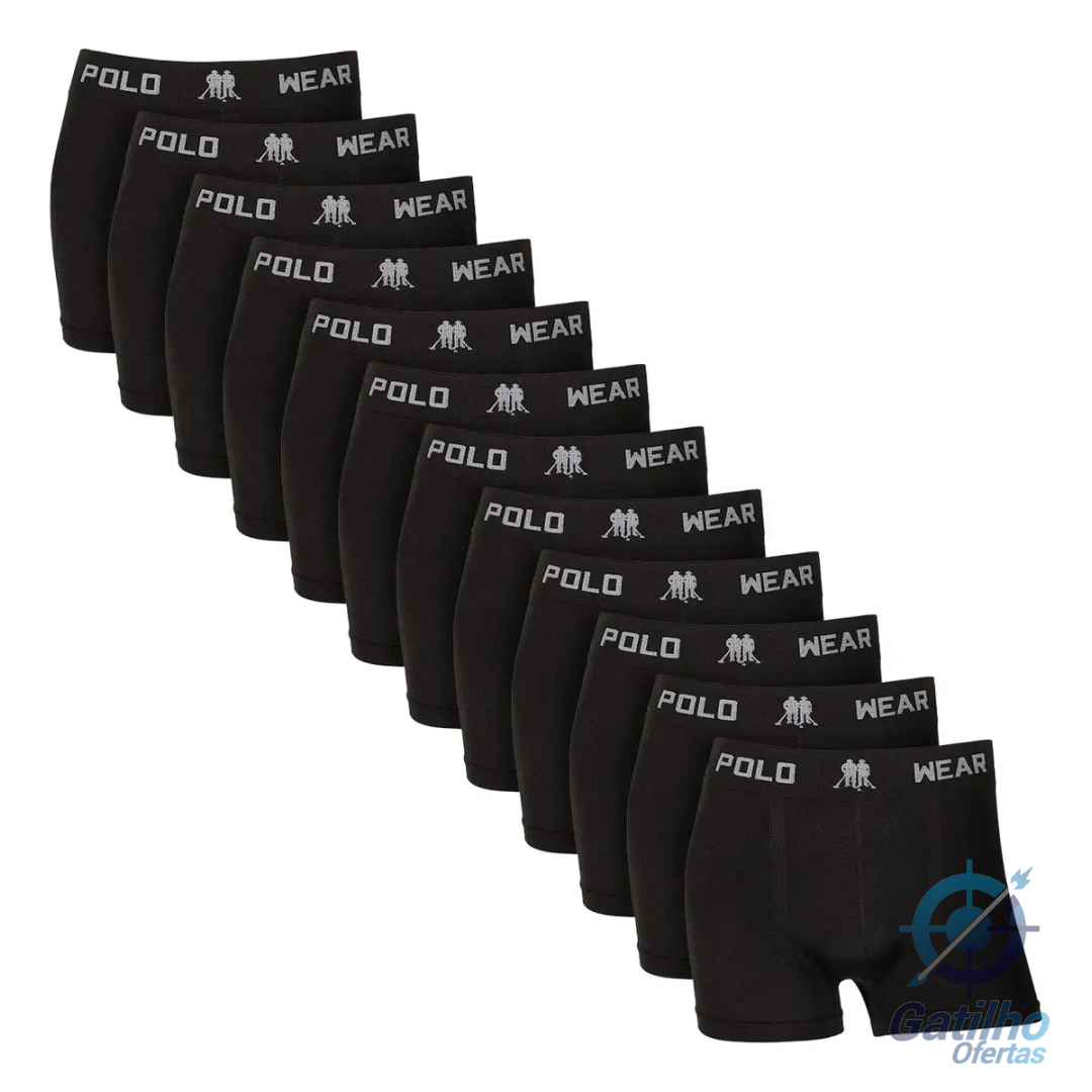 Kit 10 Cuecas Boxer Polo Wear Masculina Sem Costura