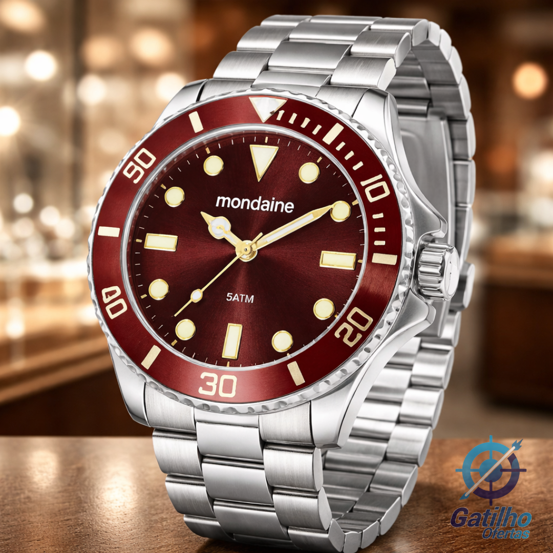 Relógio De Pulso Mondaine 32549g0mvne1 Com Corria De Aço Inoxidável Cor Prateado - Fondo Marrom