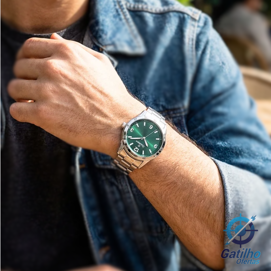 Relógio Champion Masculino Analógico Verde Simples Ch30475g Prateado Verde
