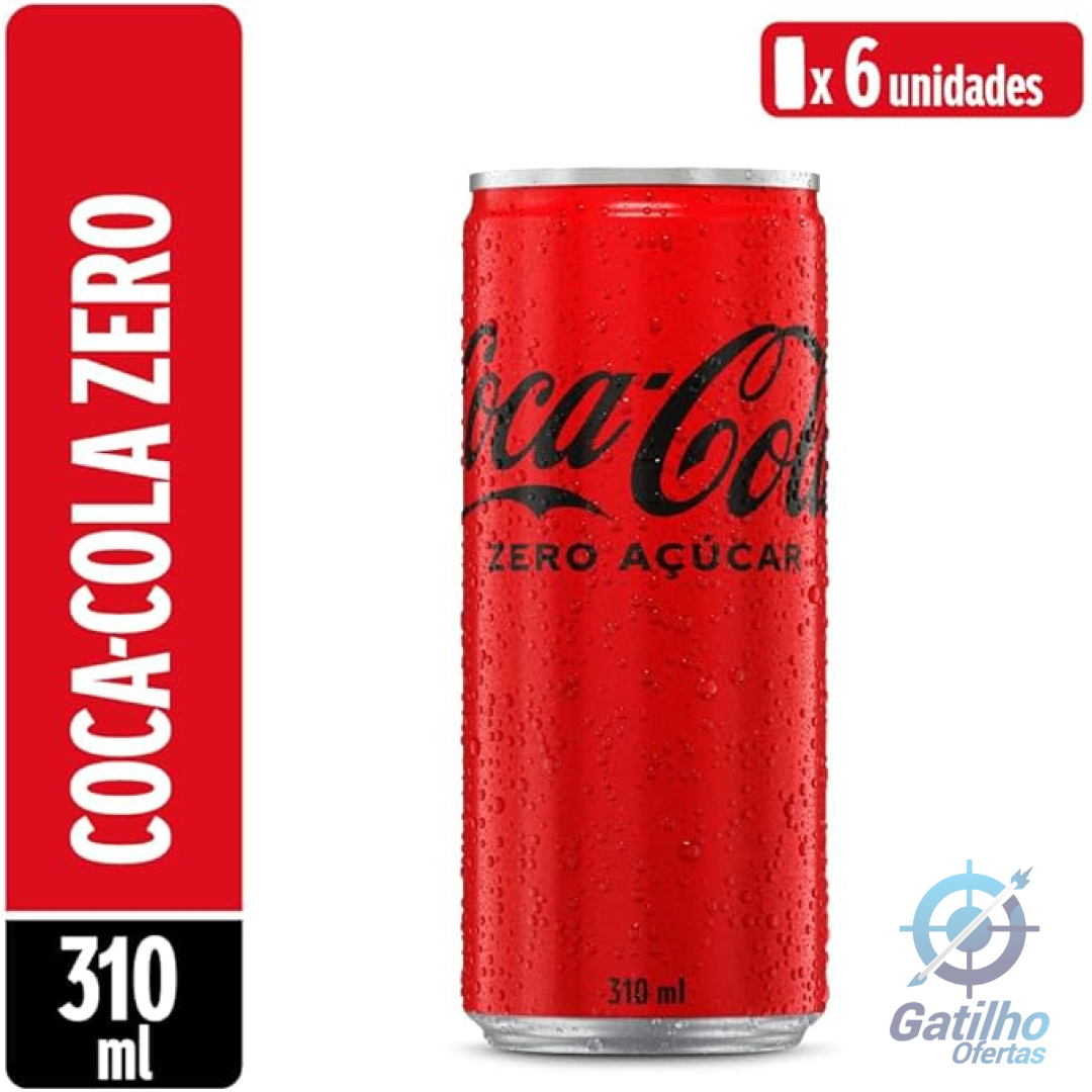Pack de Coca Cola Sem Açúcar Lata 310ml 6 unidades