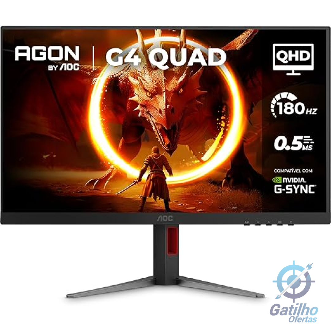 Monitor Gamer AOC AGON QUAD 27" QHD 180Hz 0.5ms IPS HDR10 Base Ajustável Q27G4F