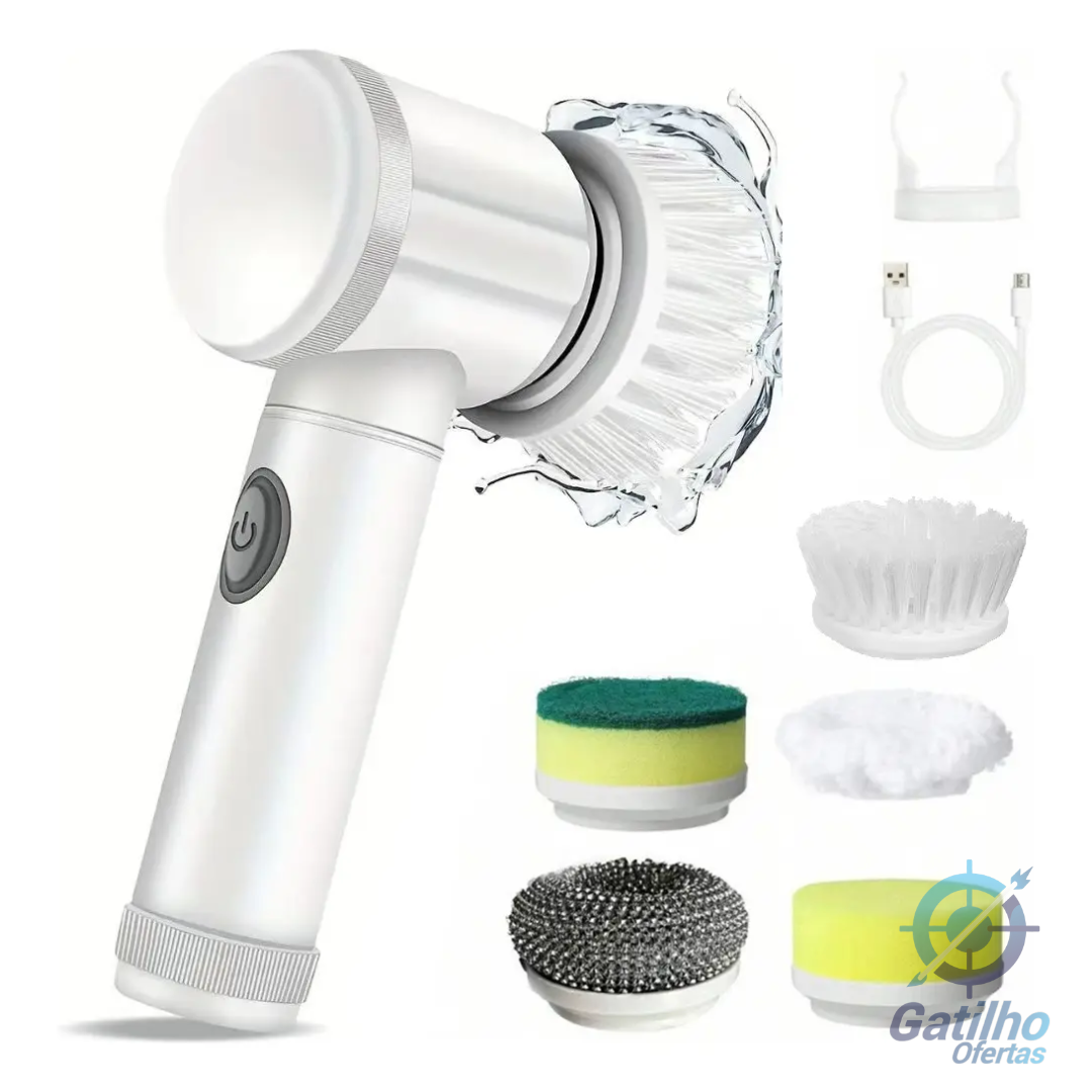 Escova De Limpeza Elétrica 5 Em 1 Multifuncional Giratória