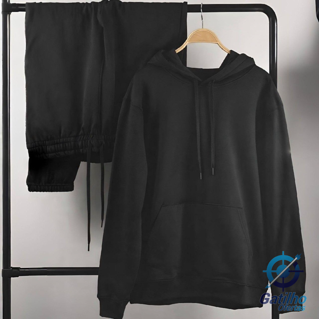 Conjunto Calça E Blusa De Moletom Liso Masculino Unissex