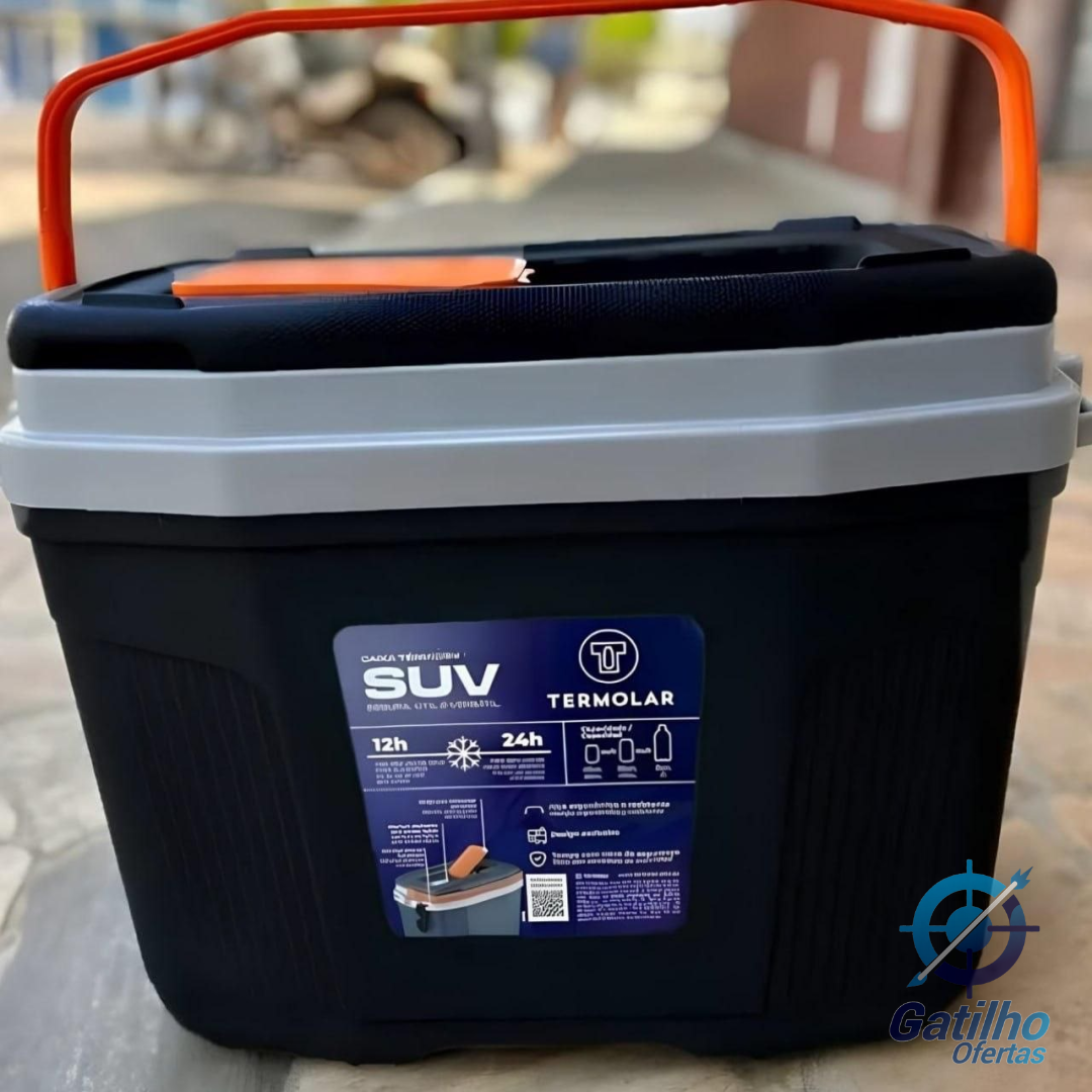 Caixa Termica Suv Cooler Com Alça 20 Litros Praia Pesca Camping Cor Preto E Amarelo Termolar