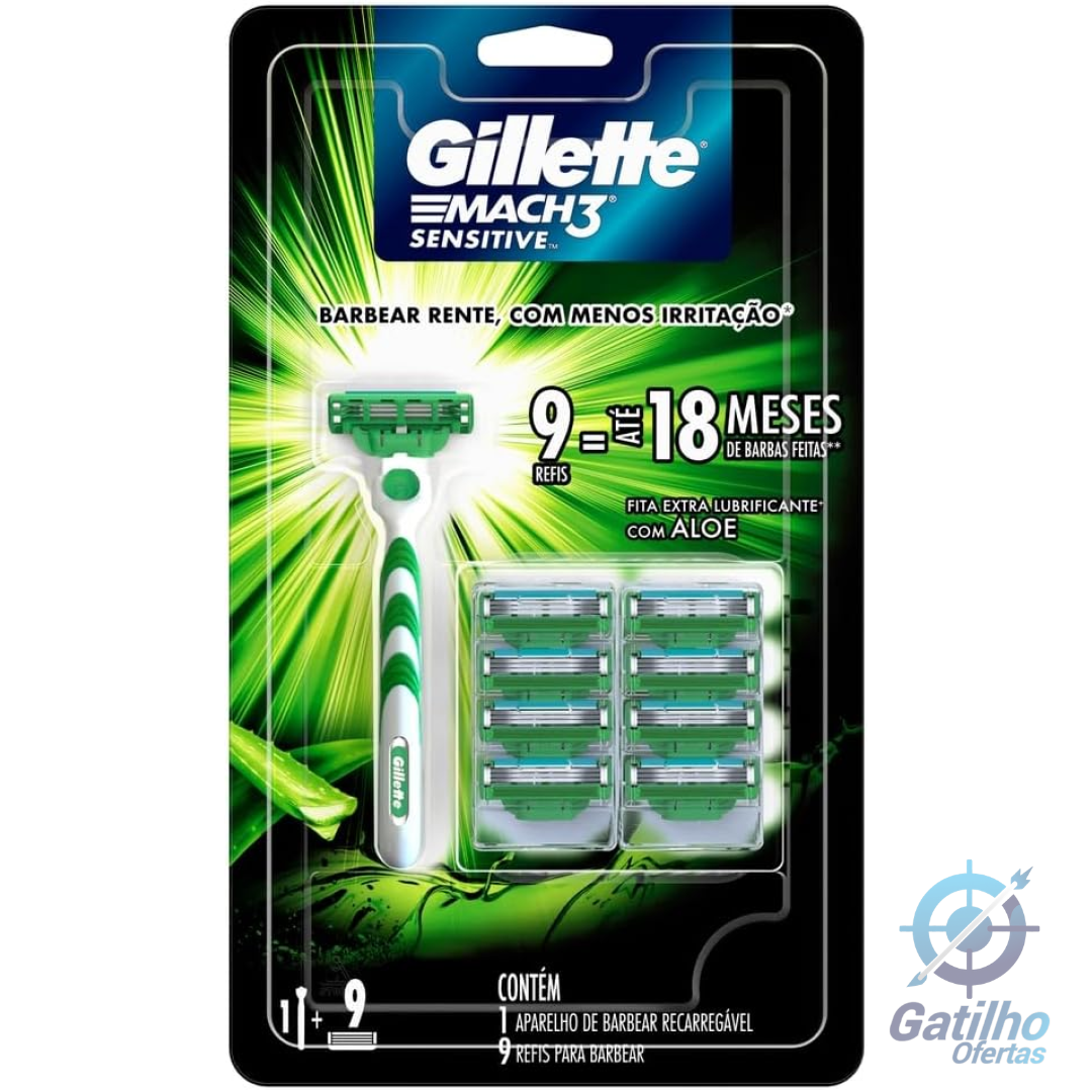 Gillette Aparelho De Barbear Mach3 Sensitive + 9 Cargas