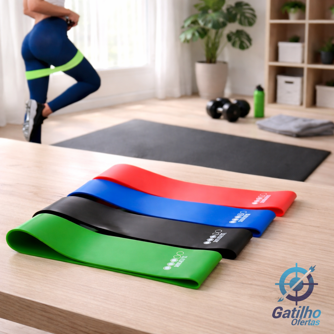 Kit 5 Faixa Elástica Super Mini Band Extensor Elástico Para Treino Resistência Funcional Academia Banda Extra Forte de Treinamento Thera Fisioterapia Original PDO Store