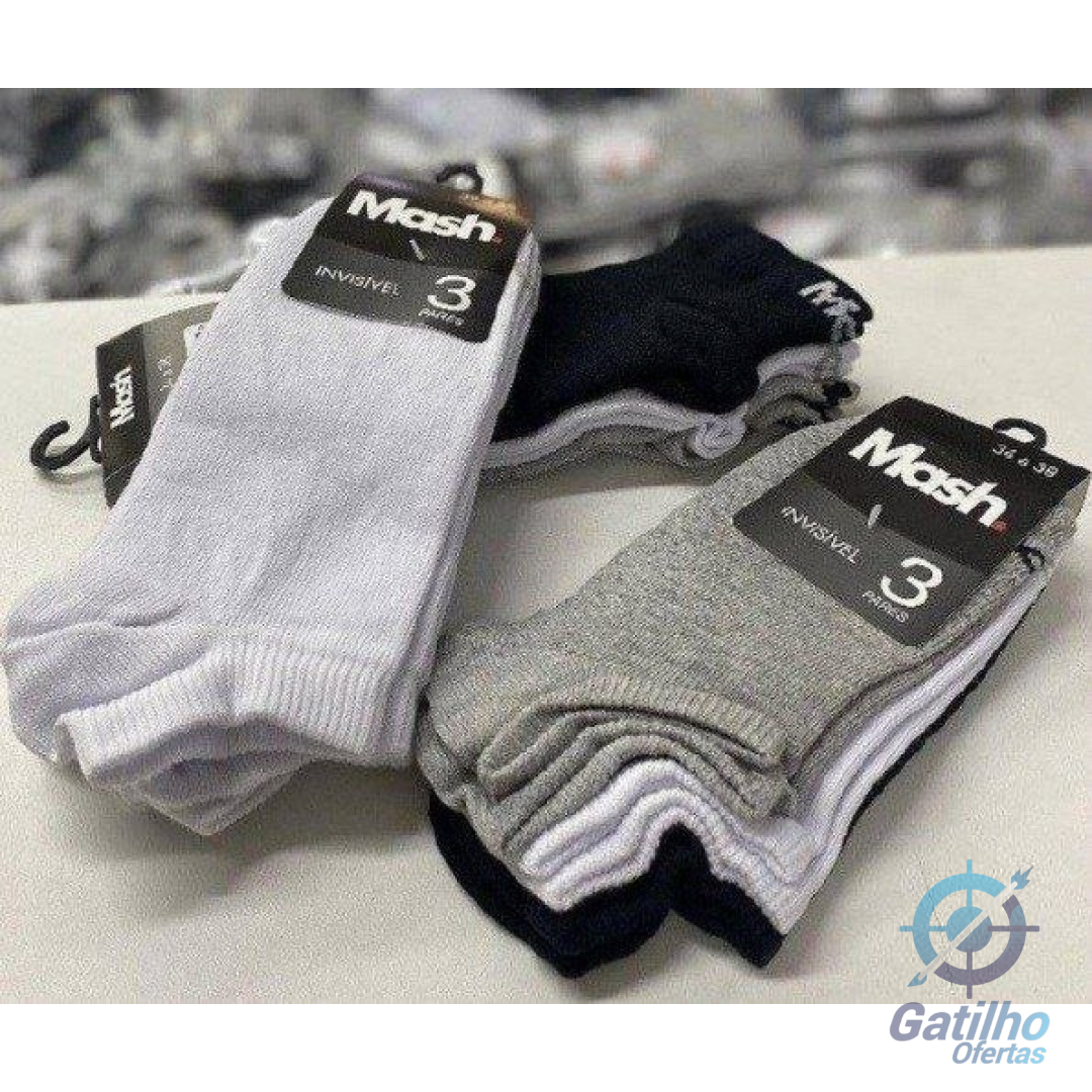 Kit 10 Pares Meias Mash Invisível Esportiva Algodão Original