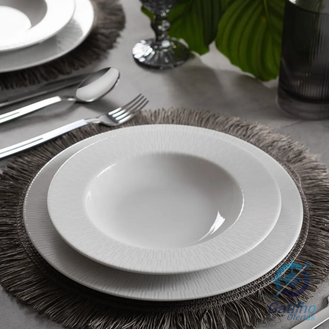 Kit Prato Sobremesa Porcelana Santorini 06 Peças Tramontina