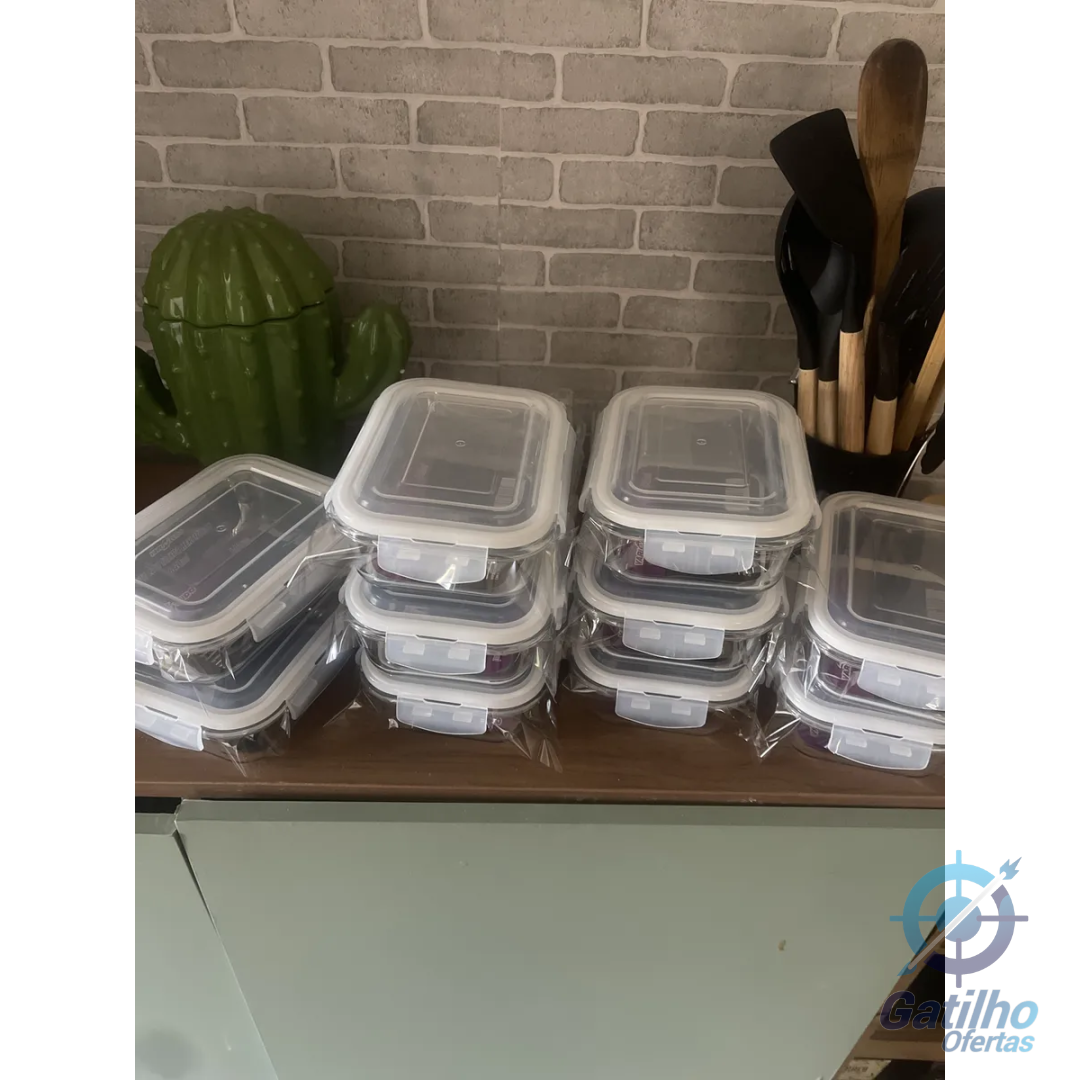 Kit 10 Potes Herméticos Vidro 640ml Starhouse Marmita Forno Micro-ondas