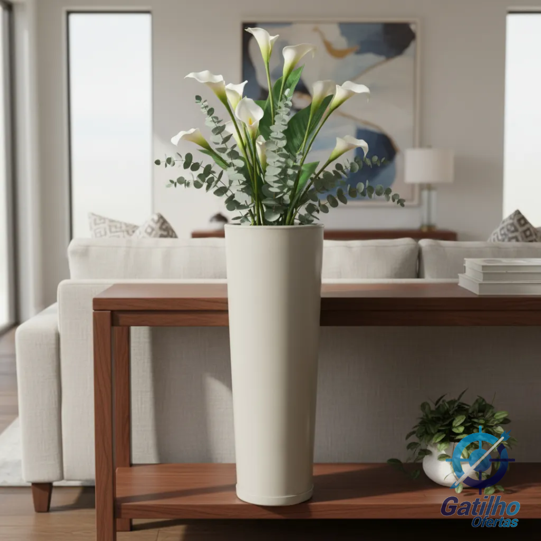 Vaso Para Plantas Coluna Classic Cone Grande 70 Cm Com Prato