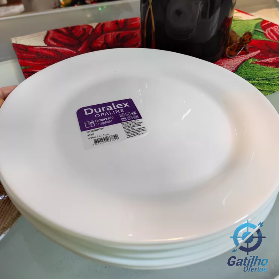 Jogo De Pratos Rasos Duralex Vidro Nadir Opalino Kit 6 Unid