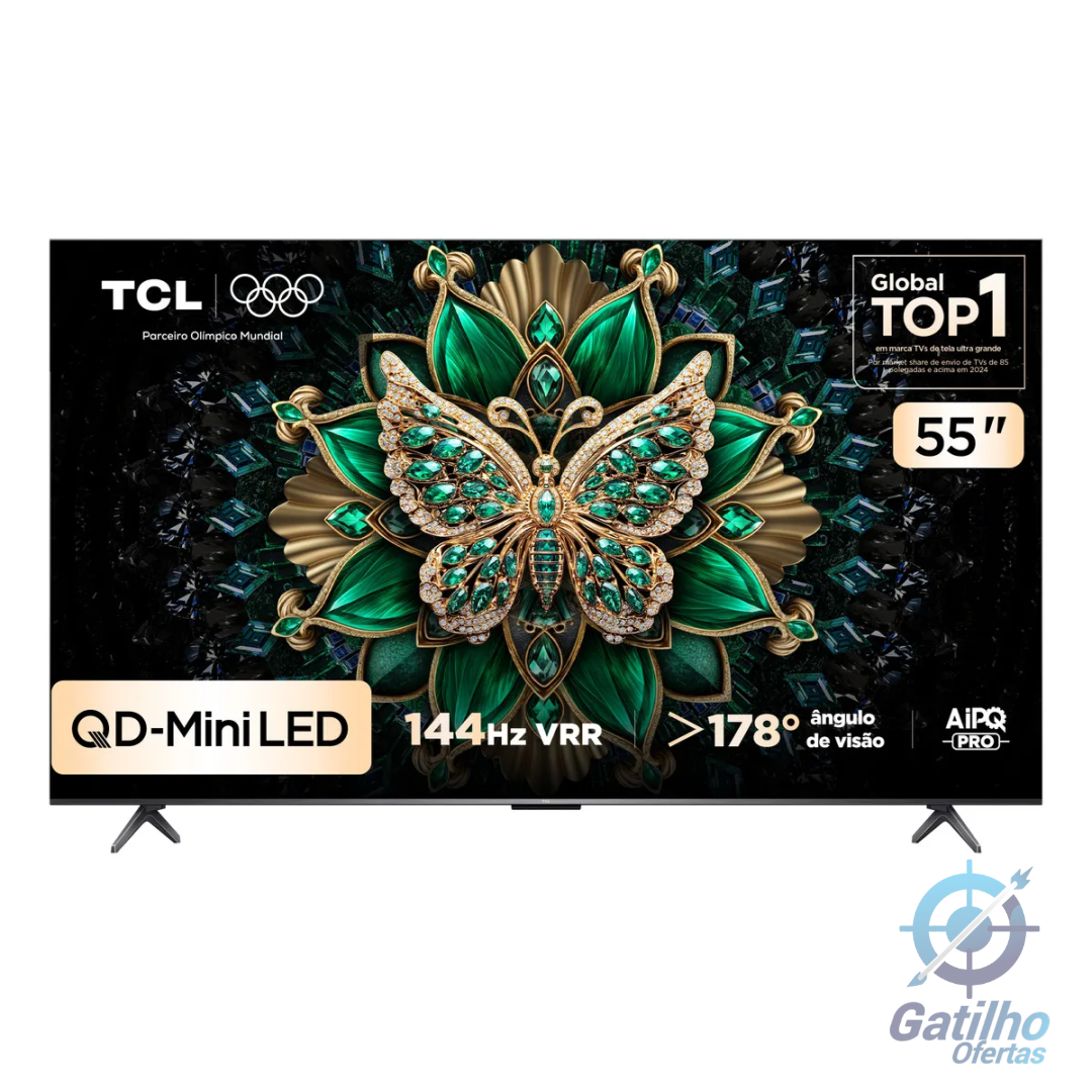 Smart TV TCL 55 Polegadas QLED Mini LED 4K C6K WiFi Bluetooth Google TV 4 HDMI 144Hz HDR10+ 55C6K