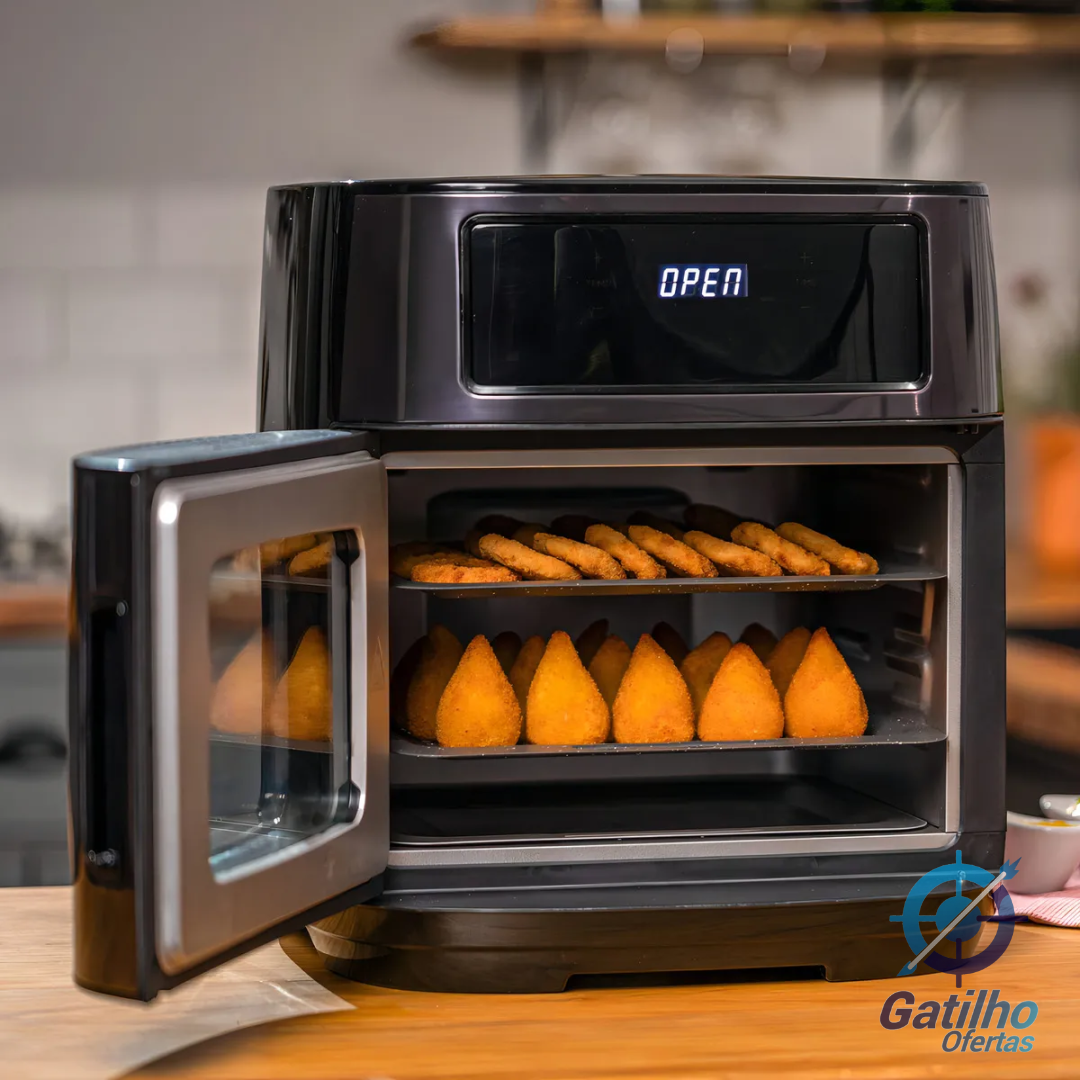 Fritadeira Elétrica Wap Air Fryer Oven Digital Black Inox 12 Litros com Revestimento Antiaderente