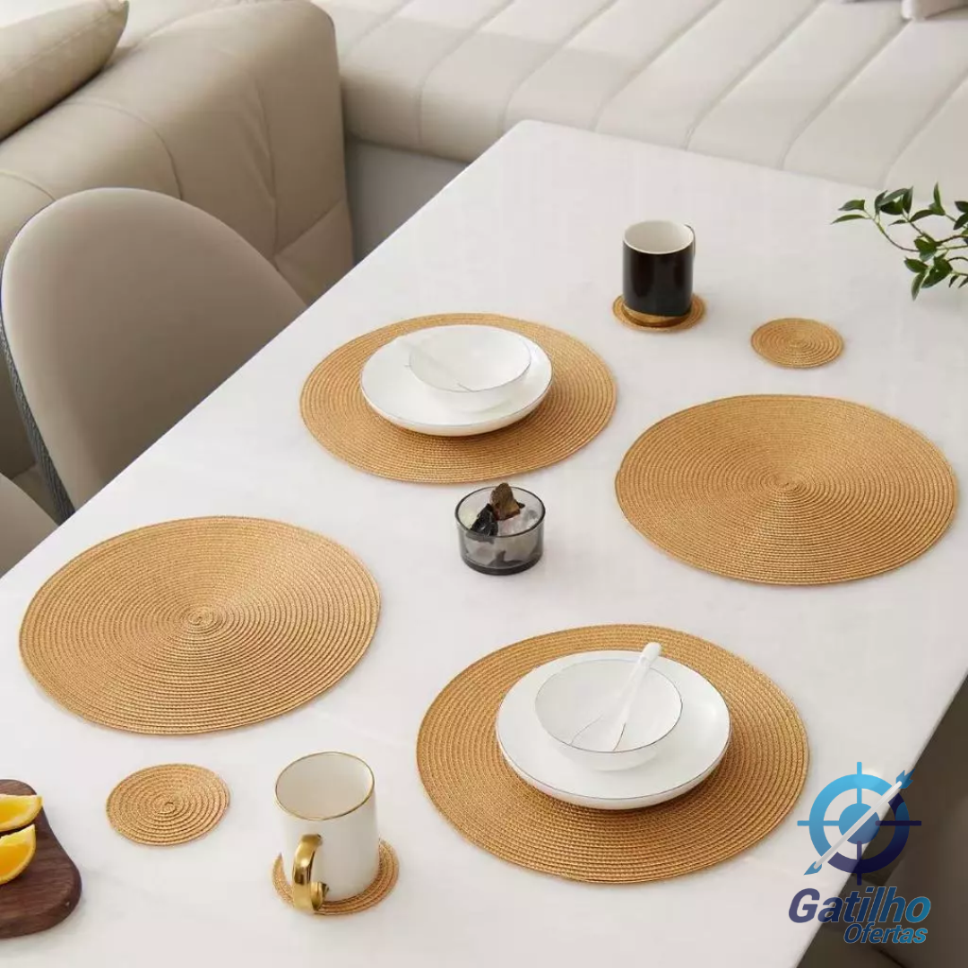 Jogo Americano Redondo Jantar para Mesa Posta, Descanso de Prato