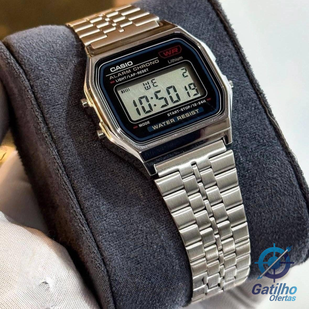 Relógio de pulso Casio Vintage A159 com corpo cinza