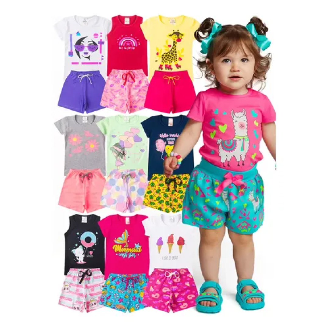 Kit com 10 Peças Roupa Infantil Menina Verão
