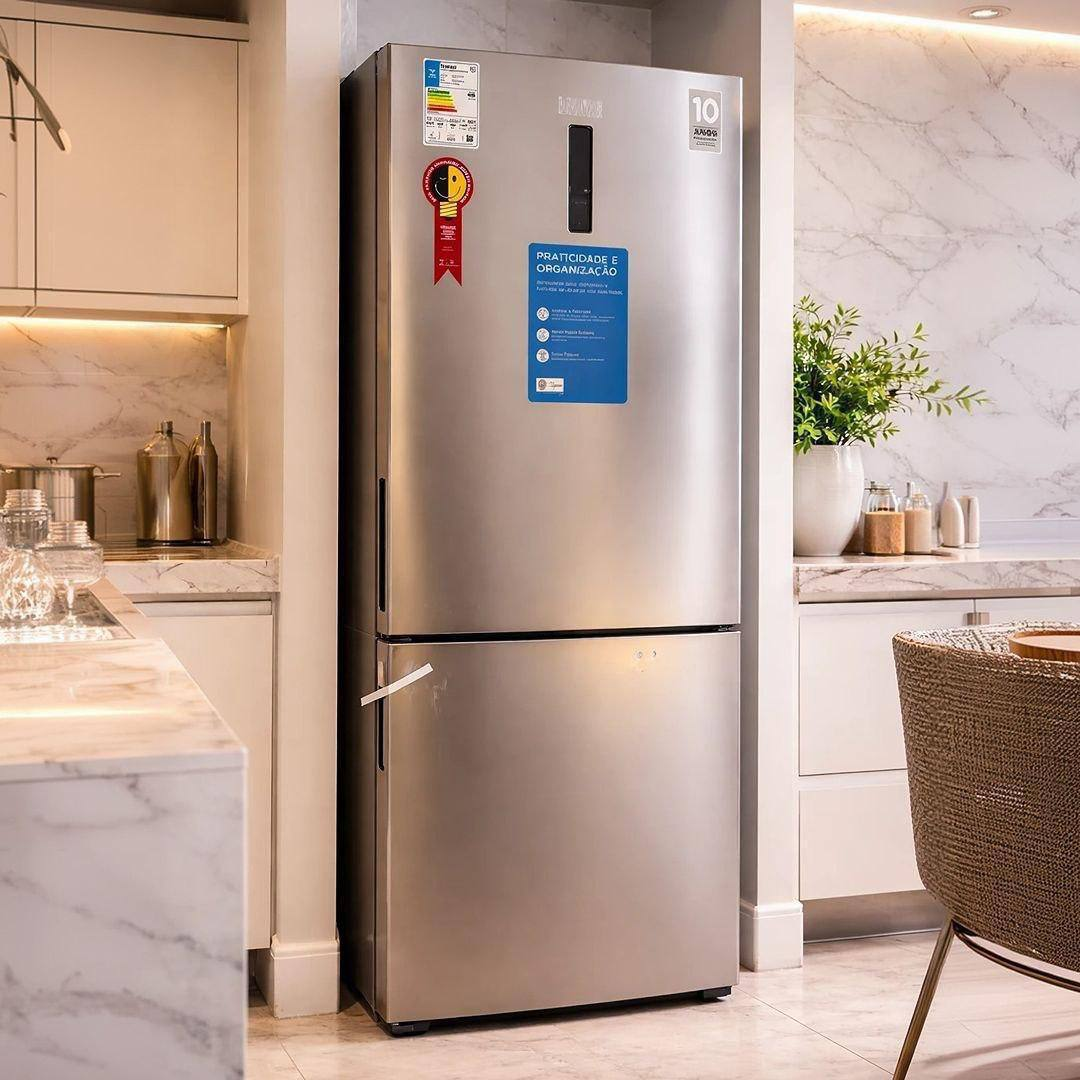 Midea Geladeira Inverse Frost Free 416L Inverter cor Inox Midea MDRB593FGD463 - Bivolt
