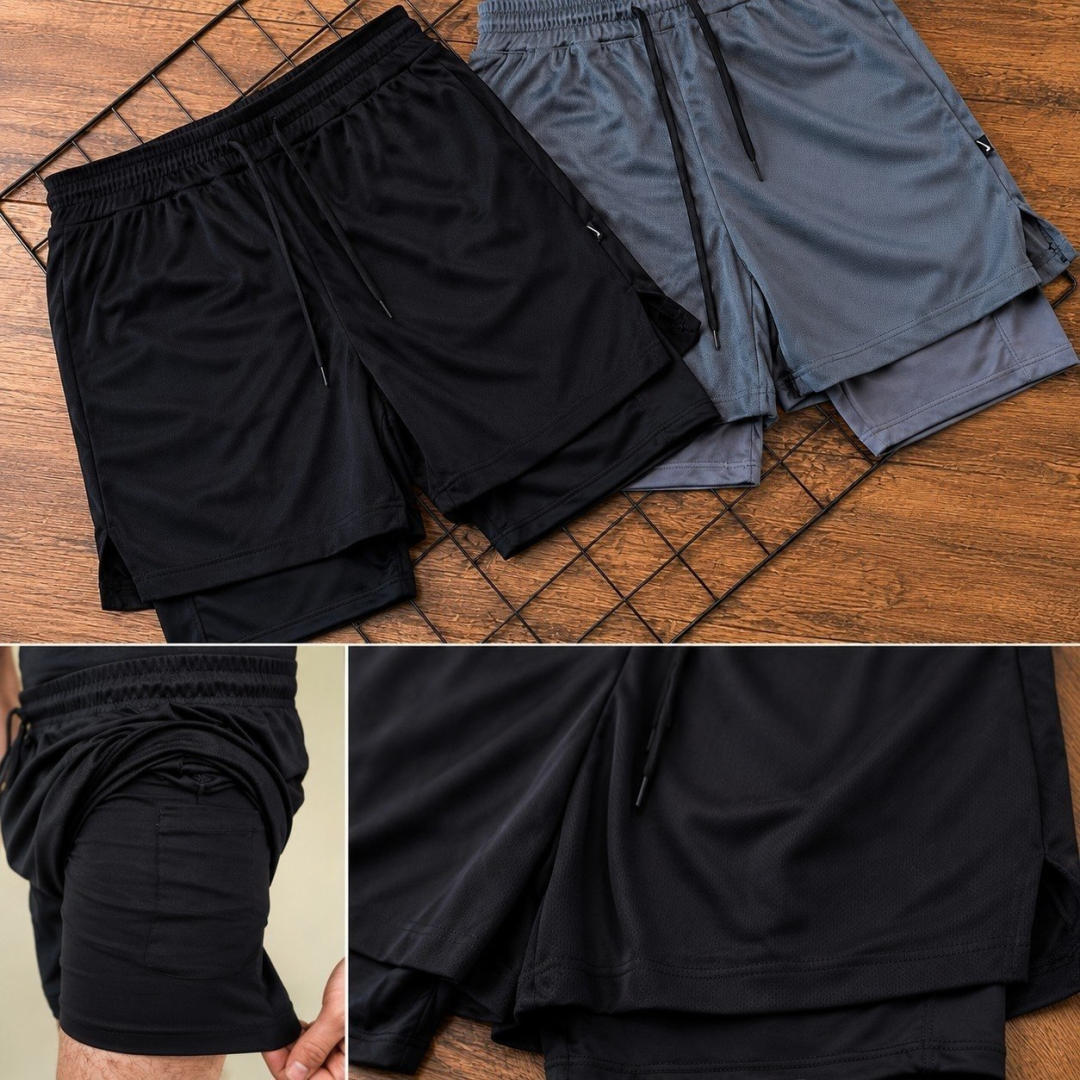 Kit com 4 Shorts 2 Em 1 Duplo Bolso