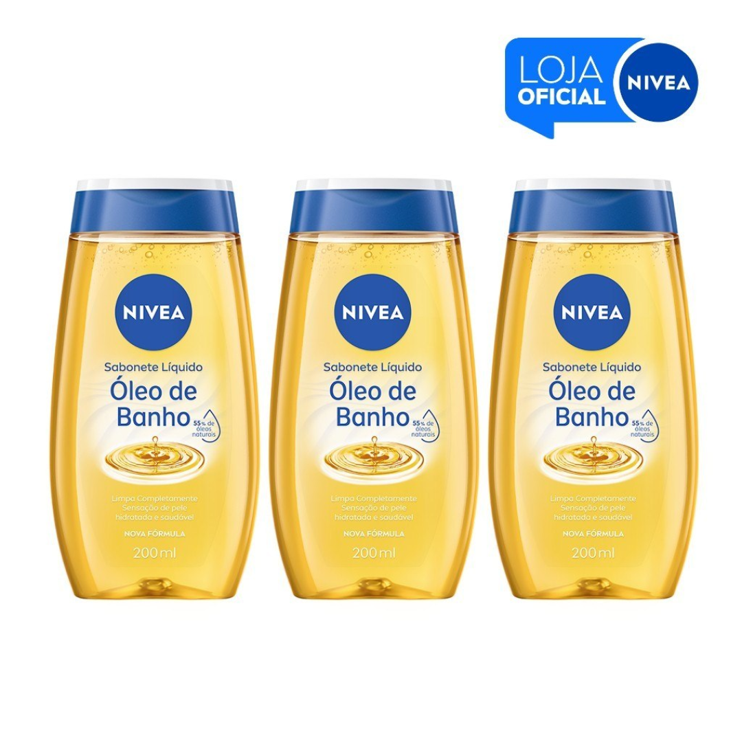 KIT NIVEA Sabonete Líquido Óleo de Banho 200ml 3 unidades