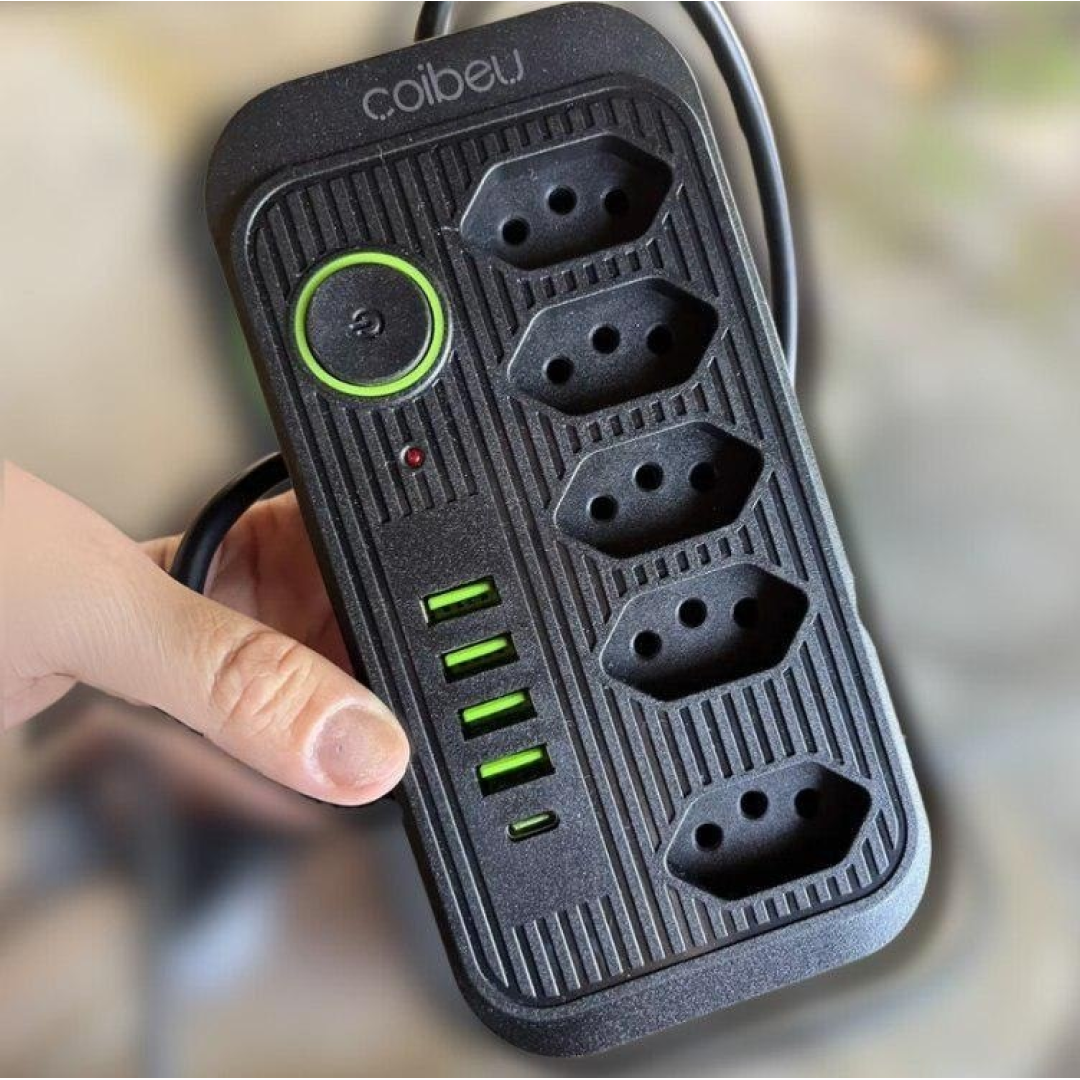 Extensão 5 Tomadas e 3 Usb 1 Pd Led Bivolt