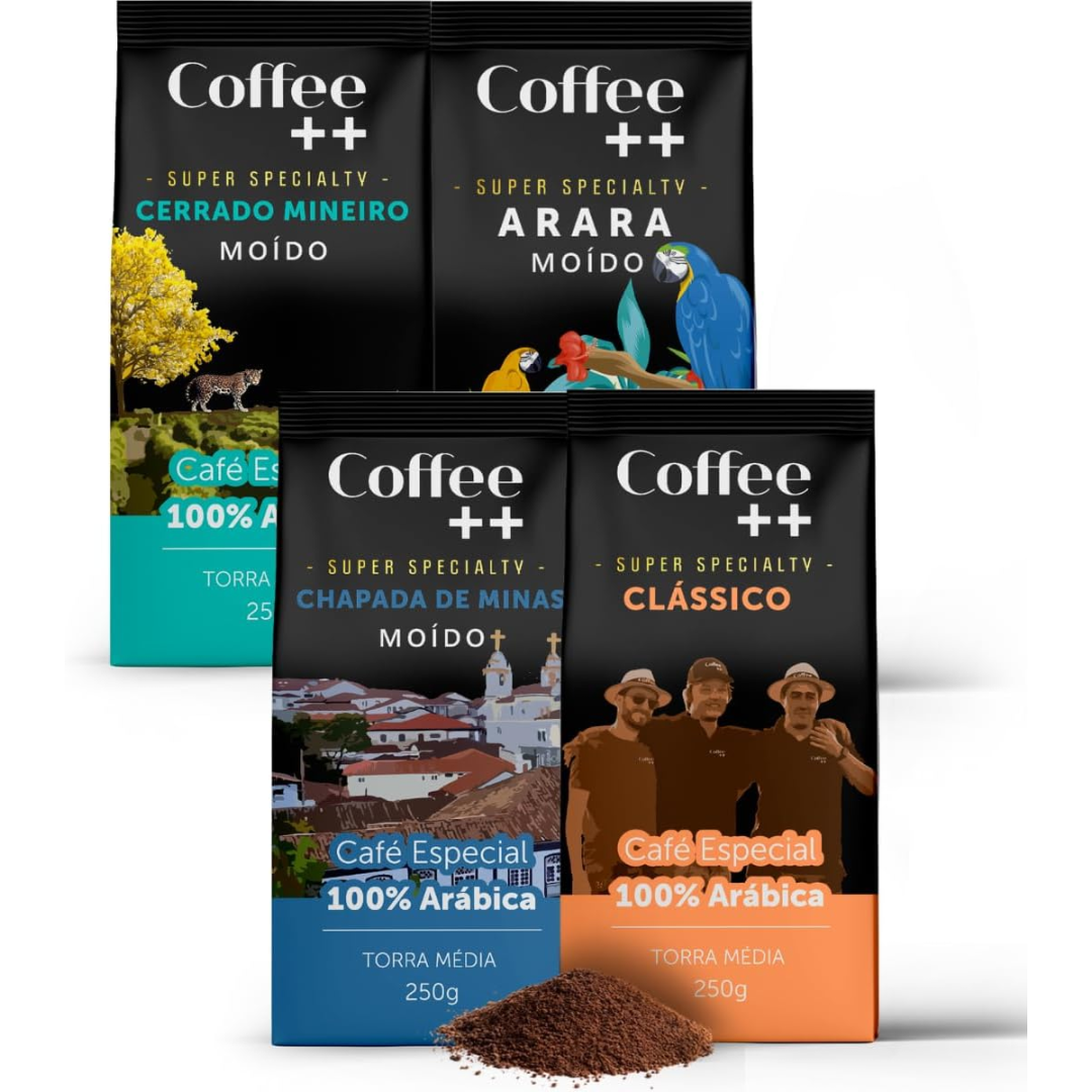 Kit com 4 Coffee++ Café Especial Torrado e Moído
