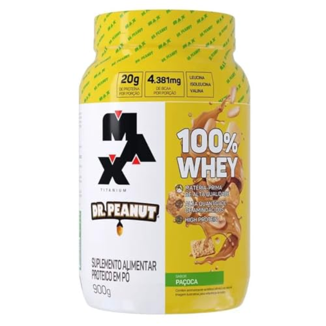 100% Whey Max Titanium x Dr. Peanut 900g Sabor Paçoca