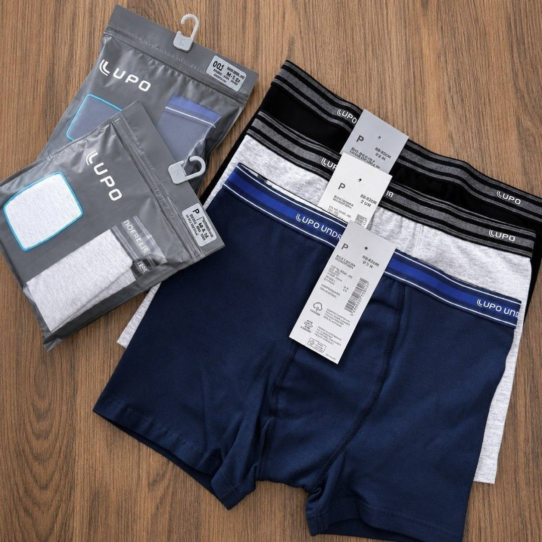 Kit 4 Cuecas Boxer Lupo Algodão Confortável Box Original