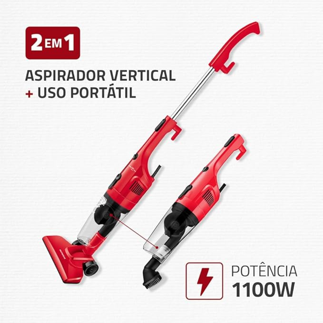 MONDIAL Aspirador de Pó Turbo Cycle, Vermelho/Preto, 1100W, 110V - AP-36