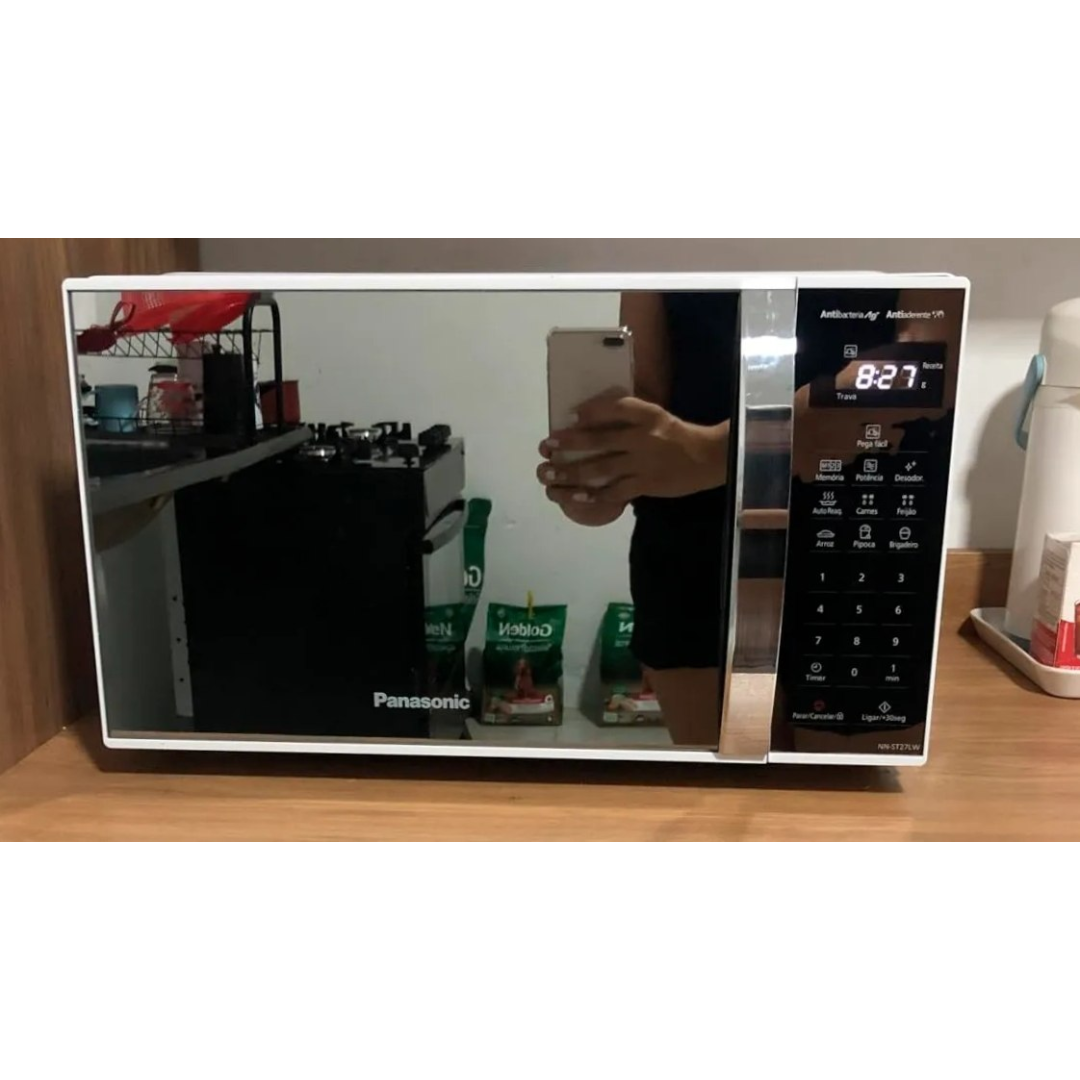 Microondas Panasonic Nn-st27lwru Espelhado Tecnologia Pega Fácil 21l