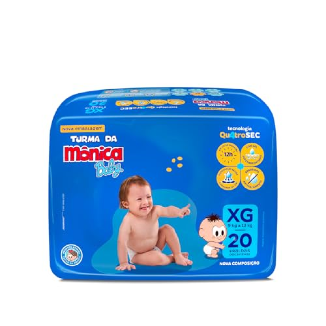 Fralda Turma da Mônica Baby Jumbo XG 20 Unidades