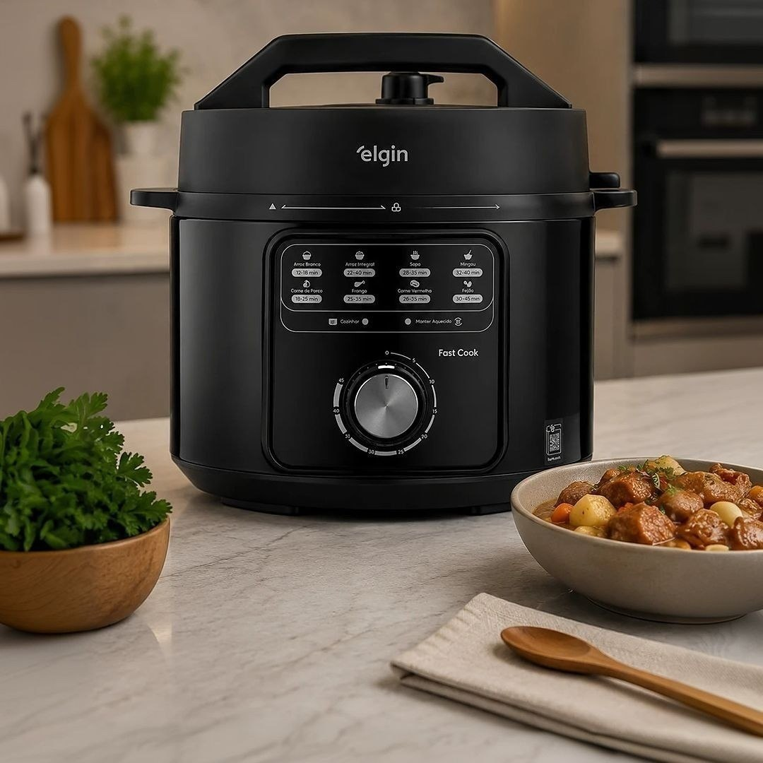 Panela De Pressão Fast Cook Elgin 900w 4l Preto 220v 60hz