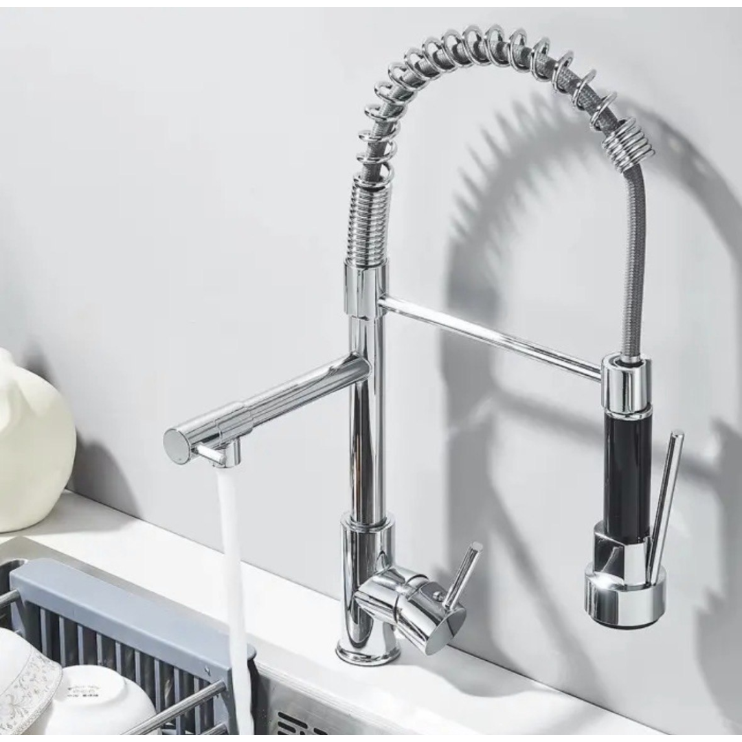 Torneira Gourmet Cozinha 50cm Metal Spray Duo Monocomando Acabamento Cromo Polido Espelhado Cor Cromado Winda