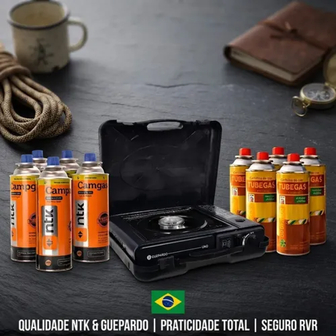 Kit Fogareiro Fogão Portátil + 4UN Gás Refil