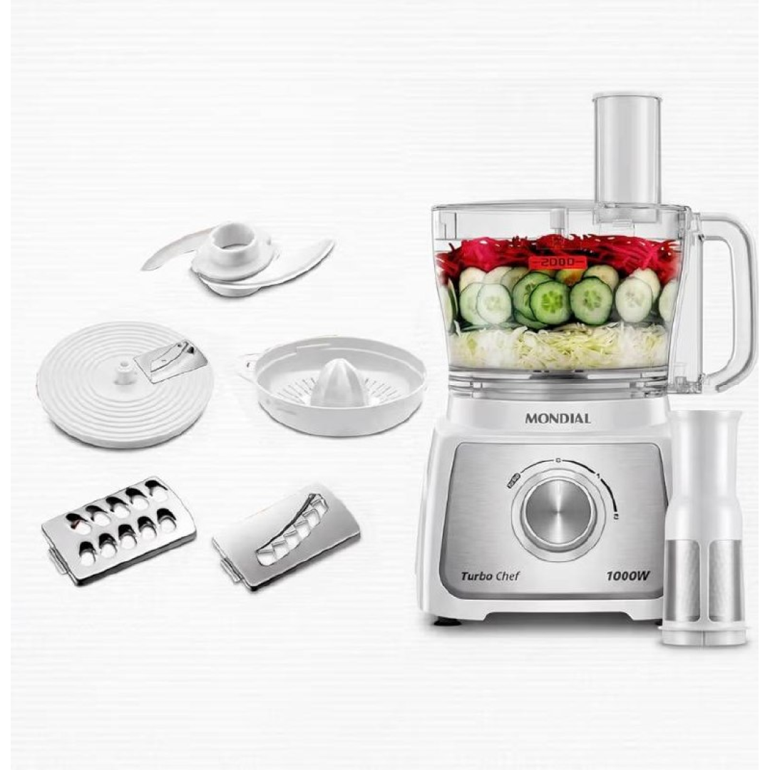 MONDIAL, Multiprocessador Turbo Chef 7 em 1, Branco 1000W, 220V - MPN-01-WE